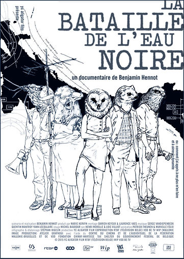 Affiche avec dessin de manifestants dont les têtes sont des animaux